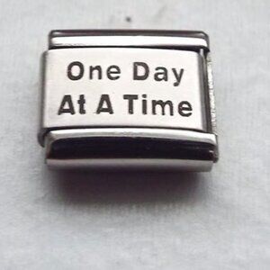 One Day At A Time laser 9mm stainless steel italian charm bracelet link new